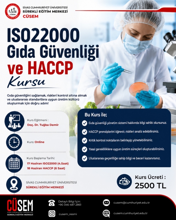 İSO2200 Gıda Güvenliği ve HACCP Kursu
