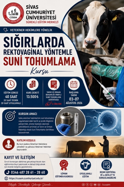 Veteriner Hekimlere Yönelik Sığırlarda Rekto-Vaginal Yöntemle Suni Tohumlama Kursu