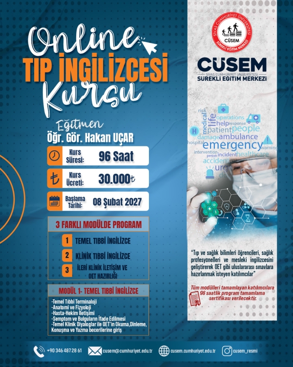 ONLİNE Tıp İngilizcesi Kursu
