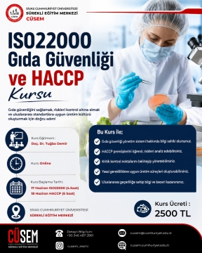 İSO2200 Gıda Güvenliği ve HACCP Kursu